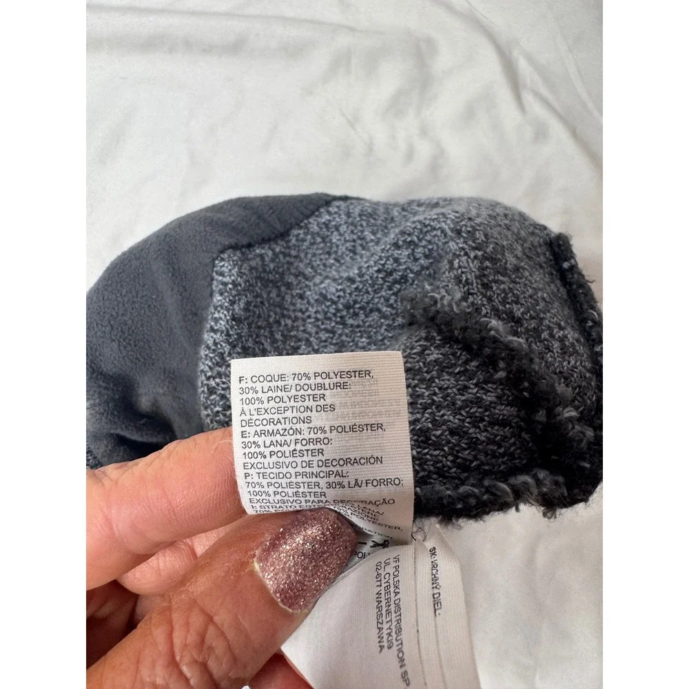 The North Face Gray Marled Knit Fleece Lined Wool Blend Beanie Hat Unisex OS